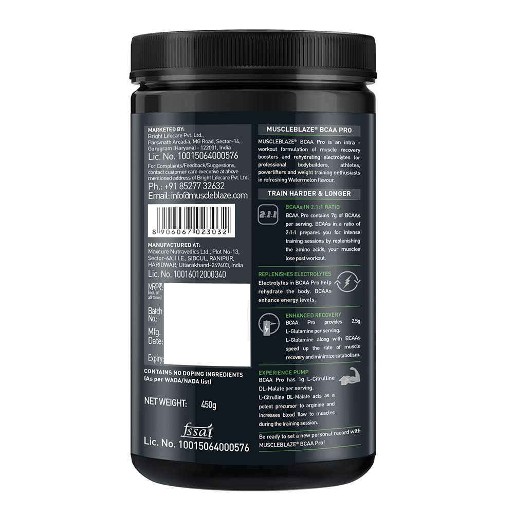 MuscleBlaze BCAA Pro Powder, Powerful Intra Workout