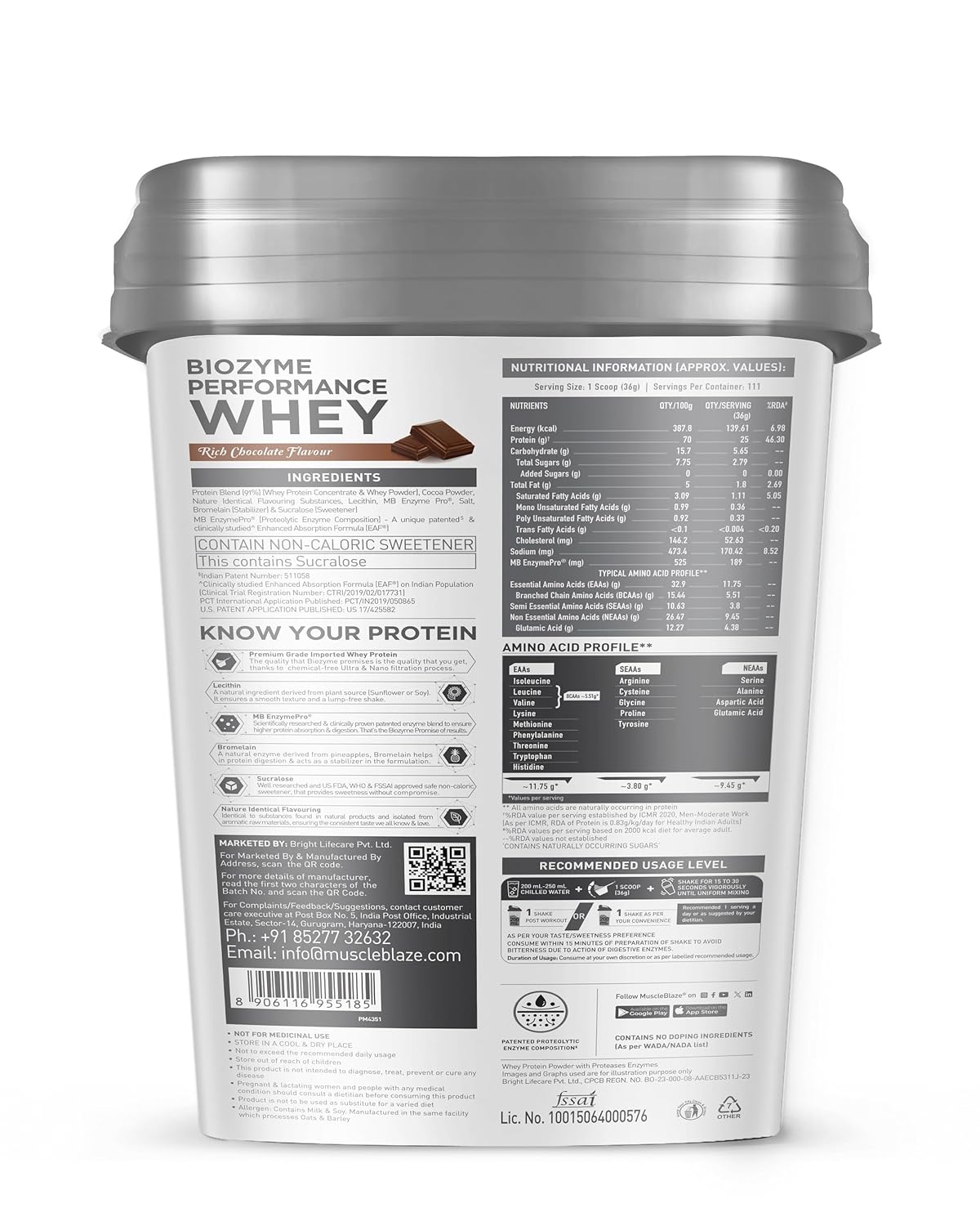 MuscleBlaze Biozyme Performance Whey Protein Powder