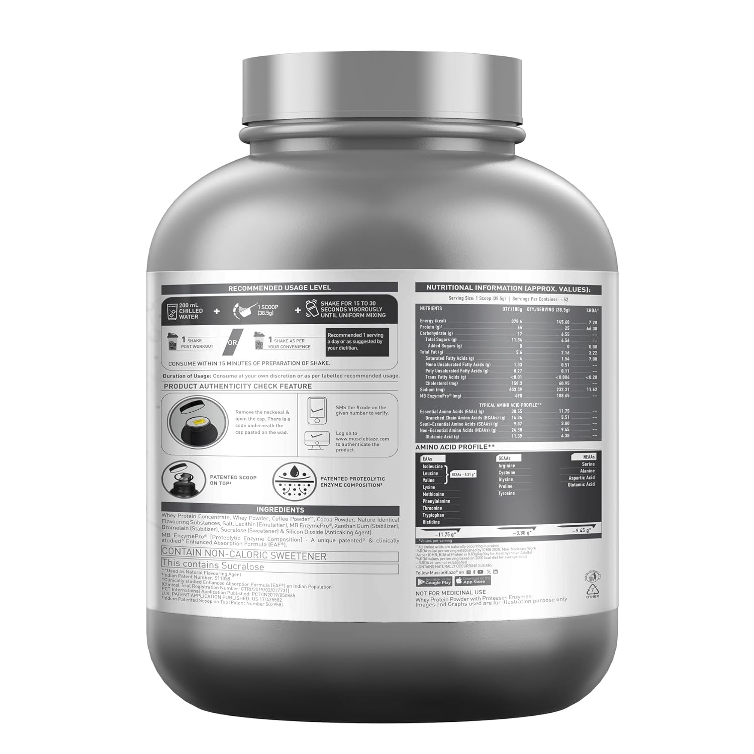 MuscleBlaze Biozyme Performance Whey Protein Powder