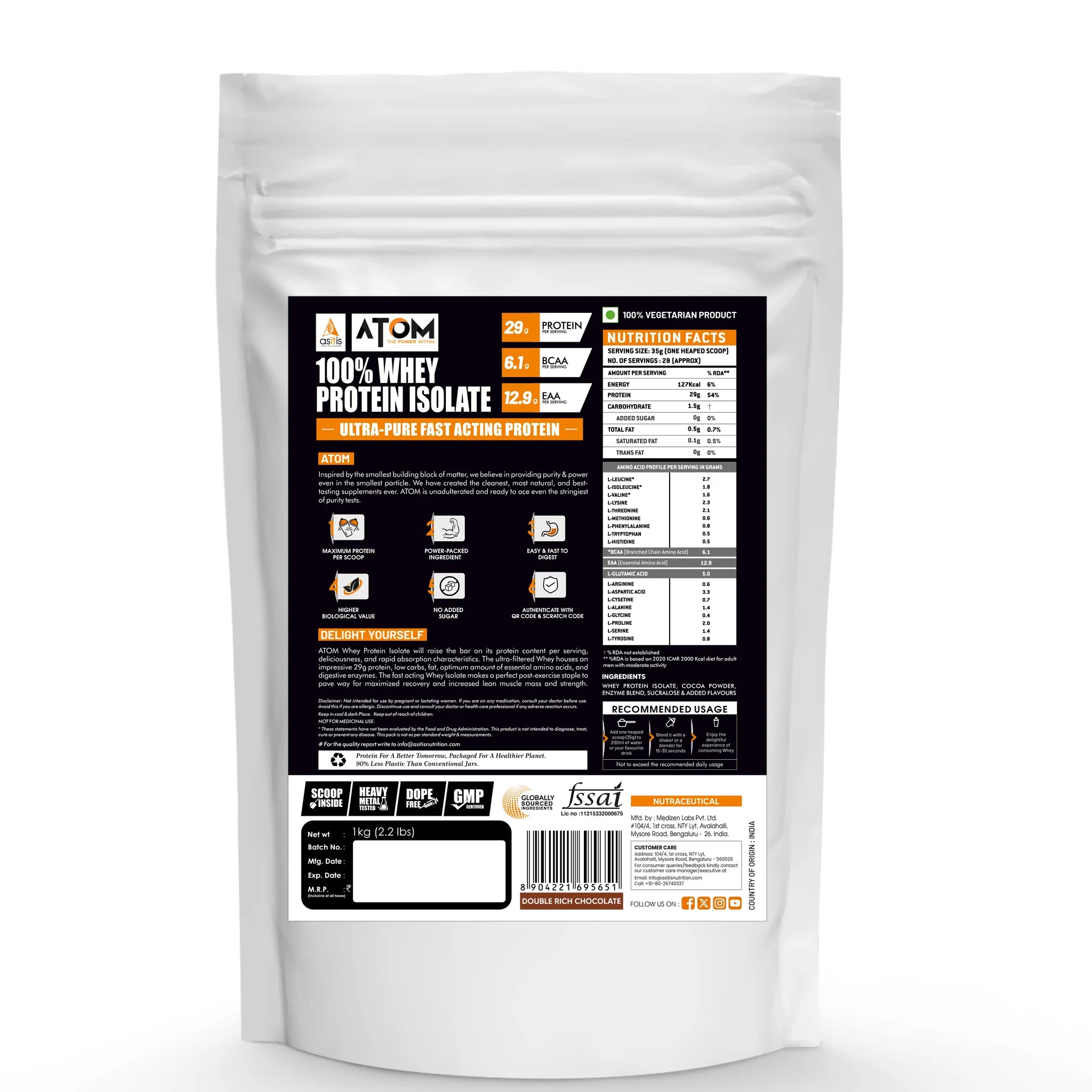 ATOM Whey Protein Isolate Ultra-Pure - 30g Protein