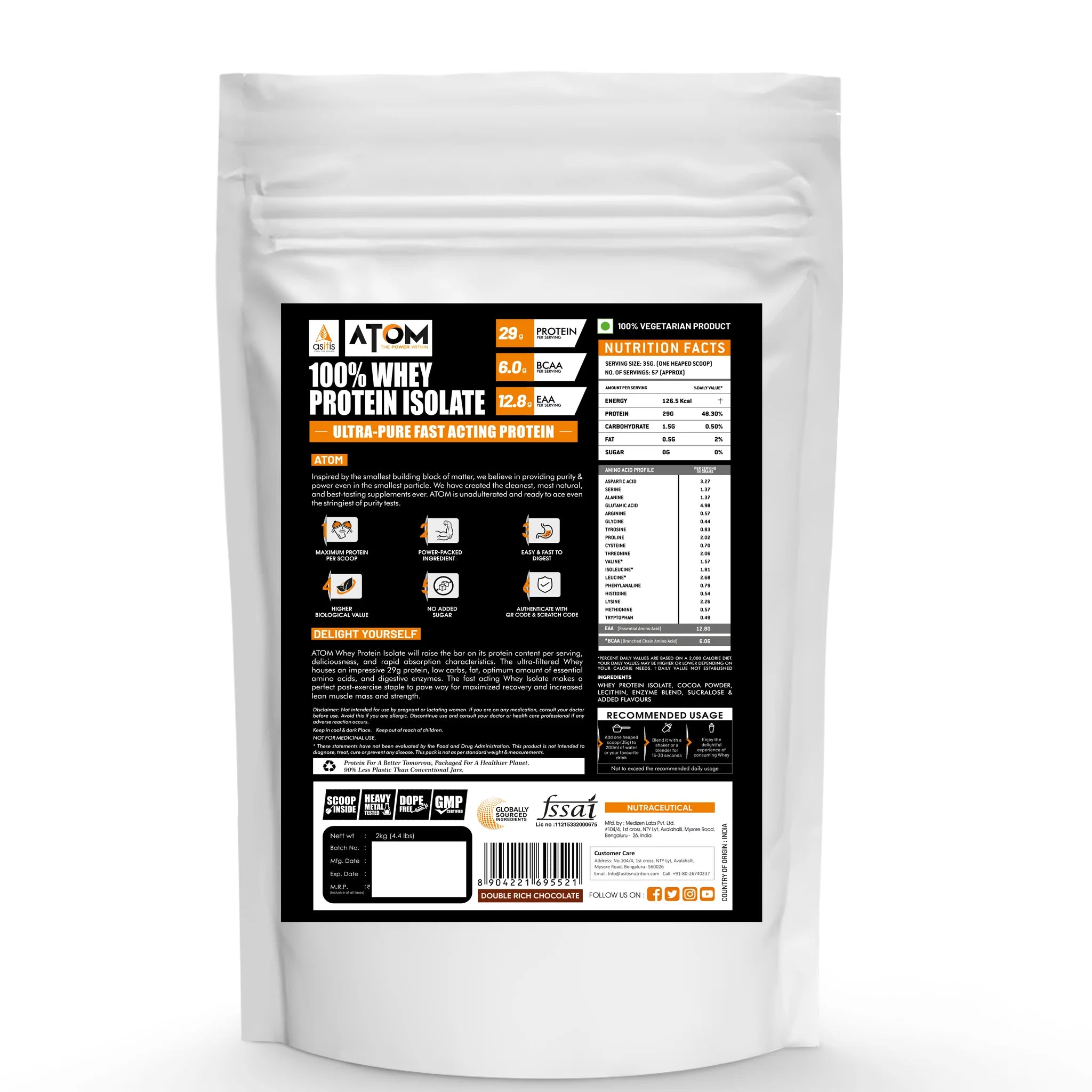 ATOM Whey Protein Isolate Ultra-Pure - 30g Protein