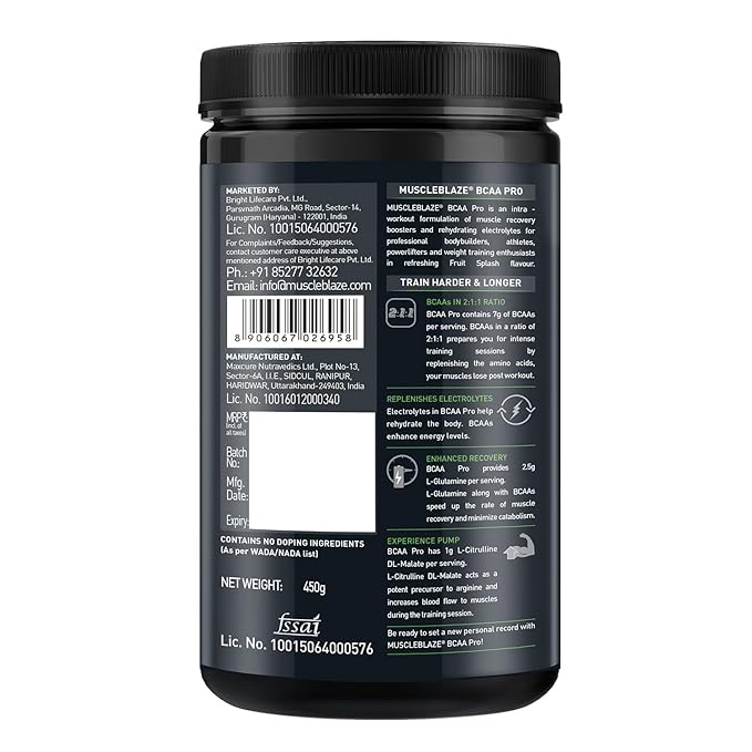 MuscleBlaze BCAA Pro Powder, Powerful Intra Workout