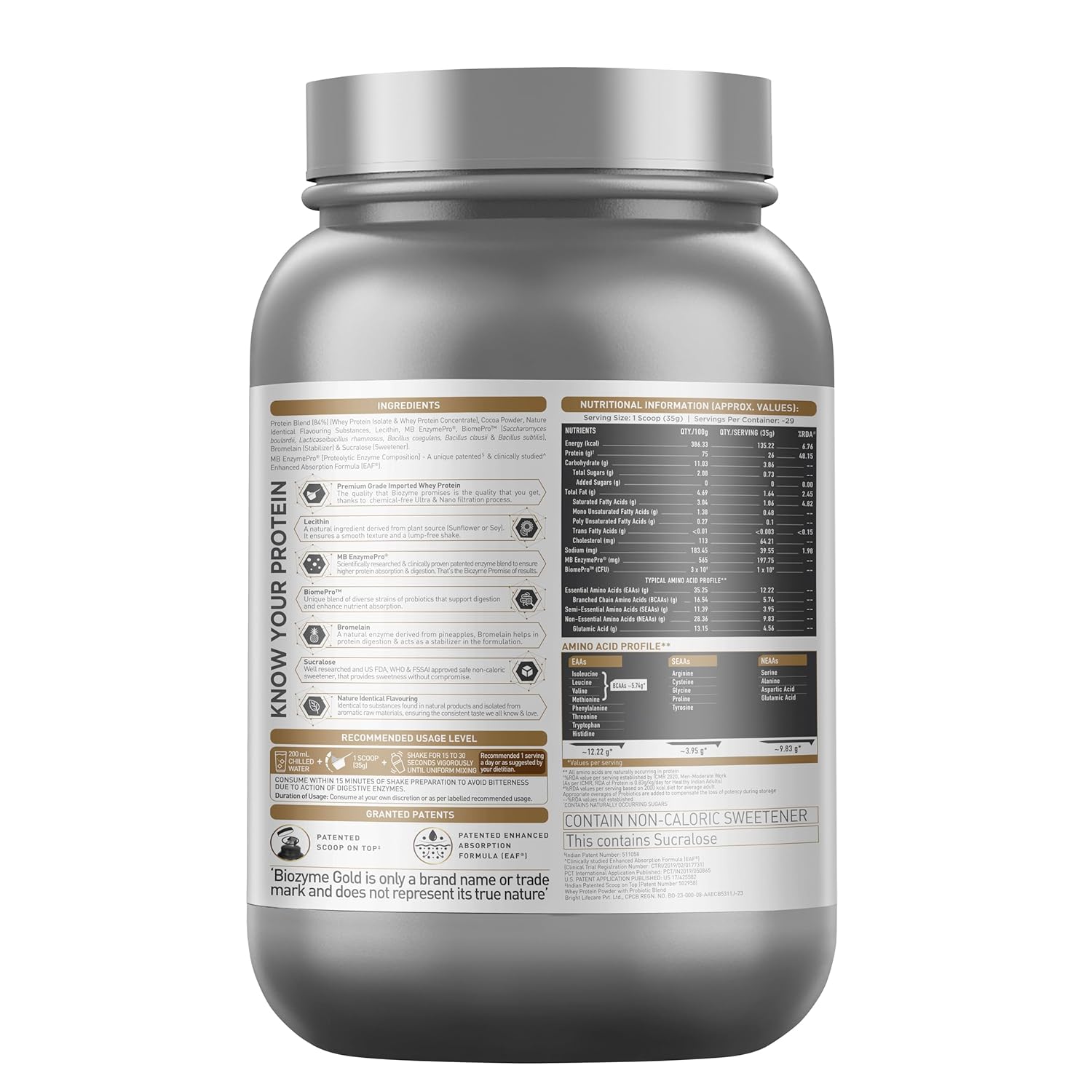 MuscleBlaze Biozyme Gold 100% Whey Protein