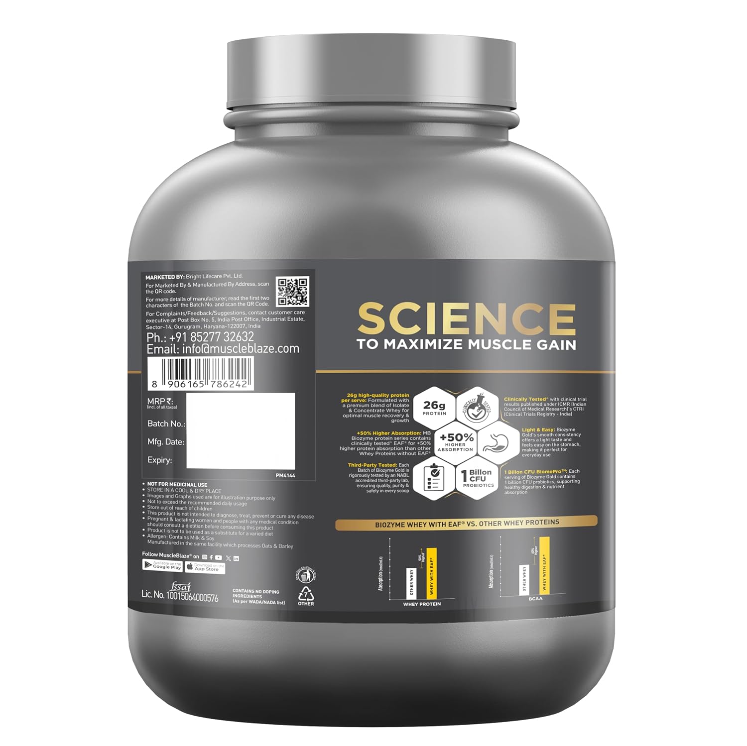 MuscleBlaze Biozyme Gold 100% Whey Protein