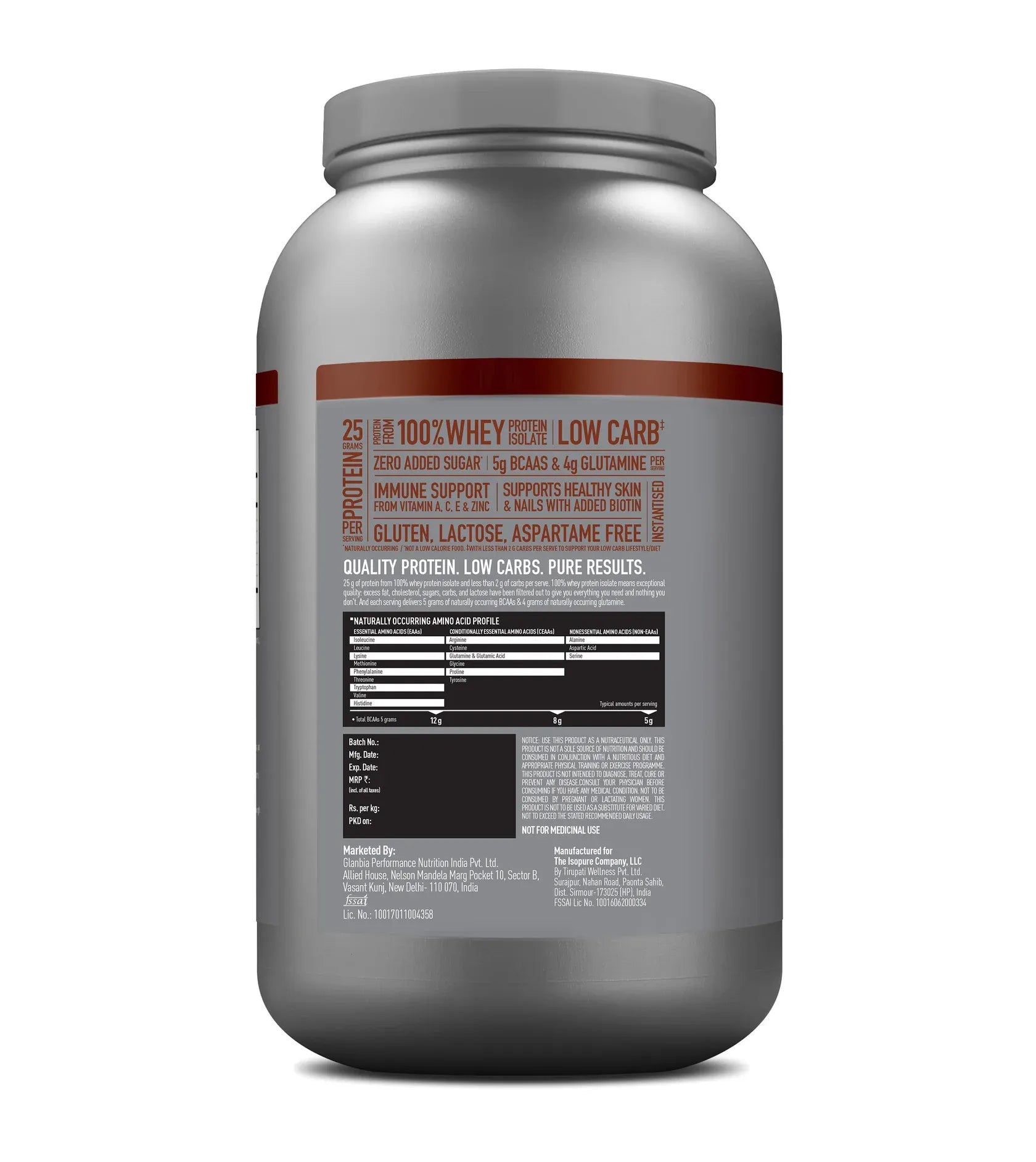 Isopure Whey Protein Isolate Powder with Vitamins for Immune Support