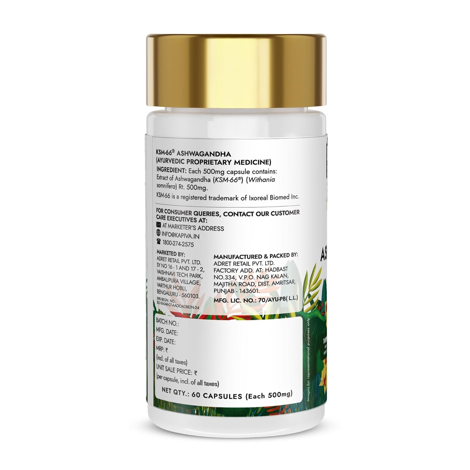 Kapiva KSM‑66 Ashwagandha Capsules