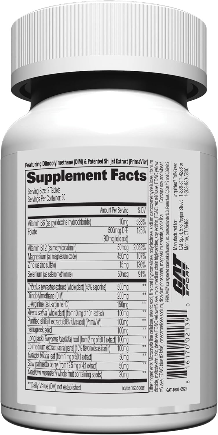 GAT SPORT Testrol Gold ES, Tribulus, DIM, Zinc, Longjack, Fenugreek, Saw Palmetto, Estrogen Balance